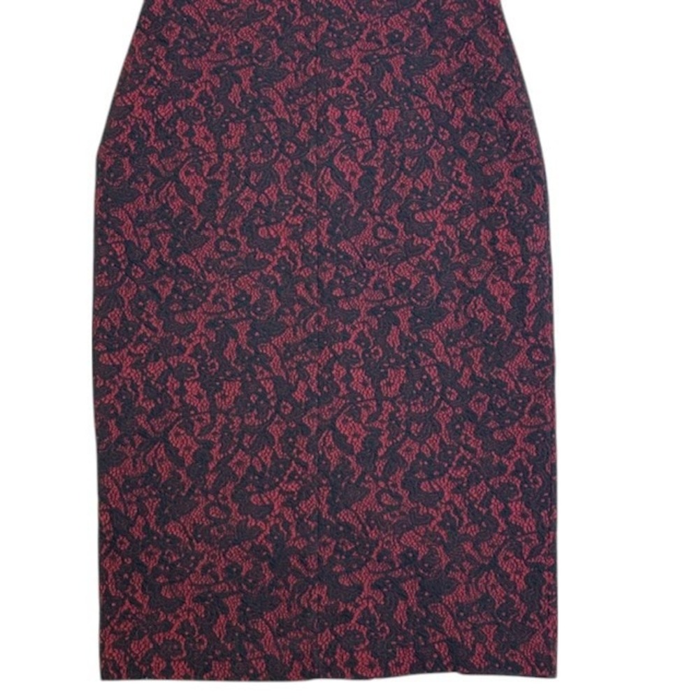 Michael Kors Bodycon Dress Sleeveless V-Neck Burgundy Black Pattern Lace Size 2 - Picture 9 of 16